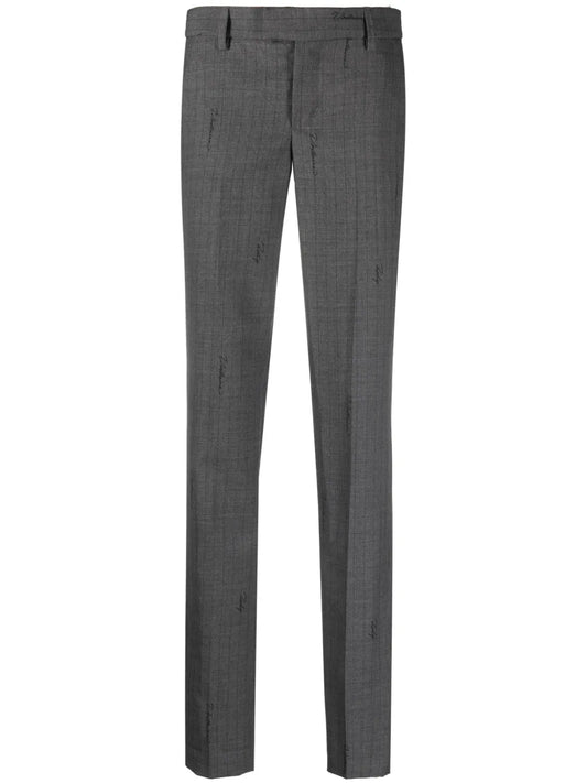Prune Striped Slim Trousers