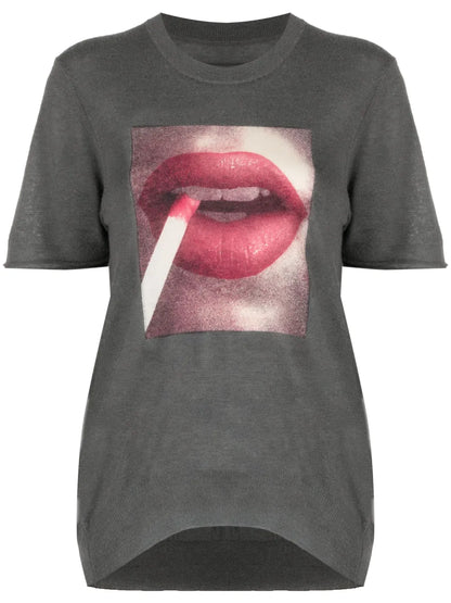 Photo-Print Cashmere Top