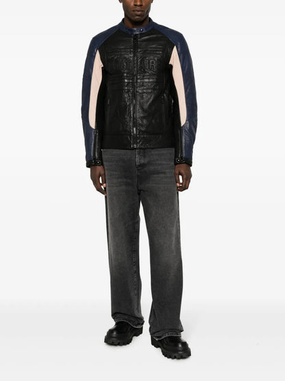 Late Biker Panelled Leather Jacket