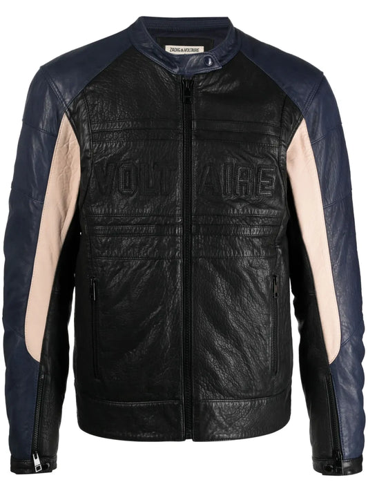 Late Biker Panelled Leather Jacket