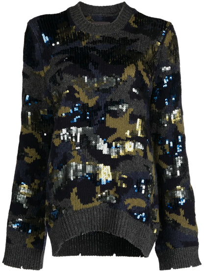 Sequin-Embellished Merino-Wool Jumper