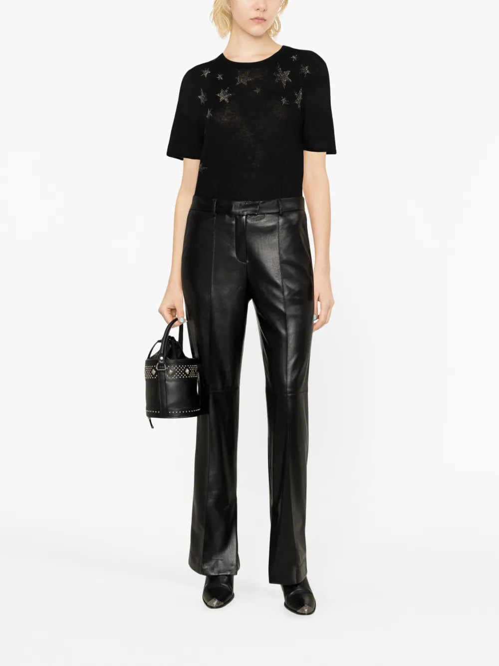 Ida Stars Rhinestone-Embellished Knitted Top