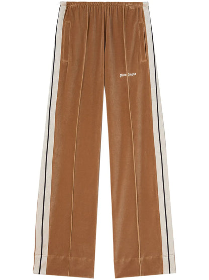 Wide-Leg Velvet Track Pants