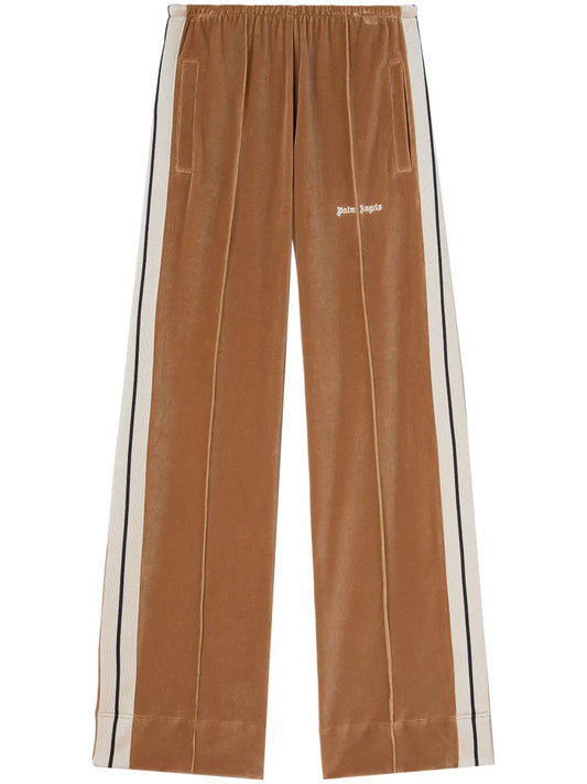 Wide-Leg Velvet Track Pants