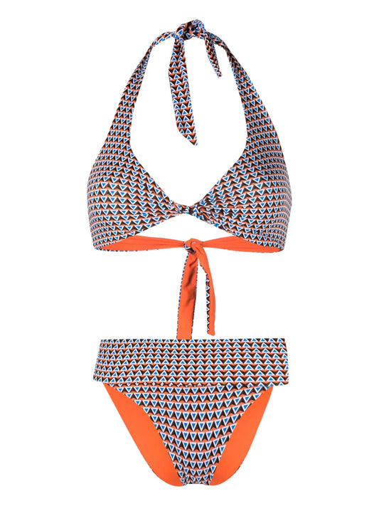 Geometric-Pattern Reversible Bikini Set