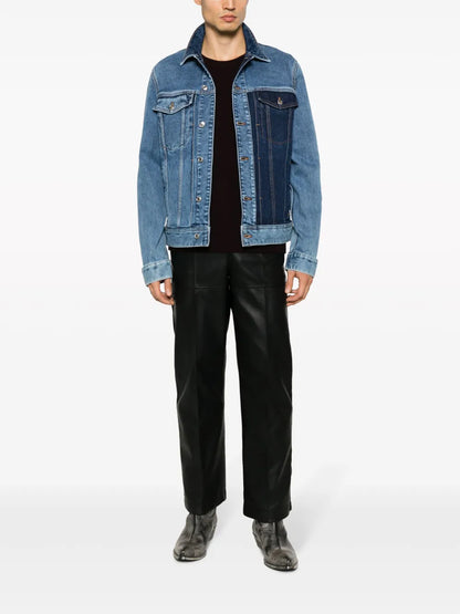 Colour-Block Stretch-Cotton Denim Jacket