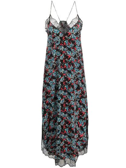 Risty Floral-Print Silk Slip Dress