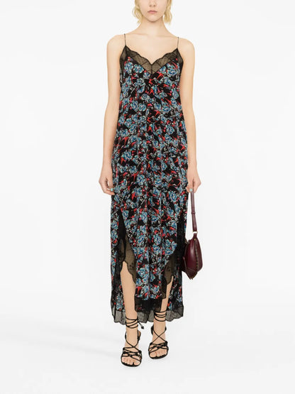 Risty Floral-Print Silk Slip Dress
