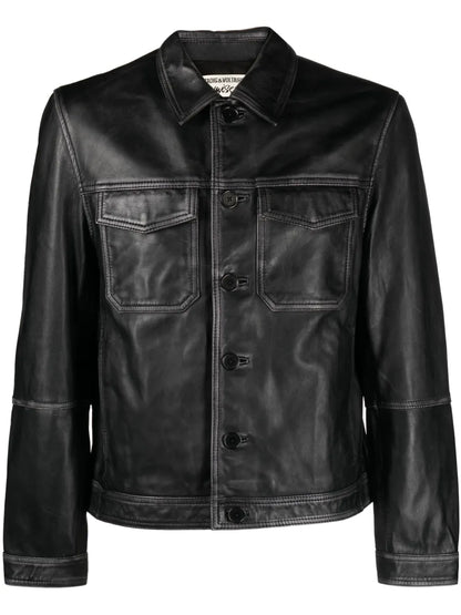 Lasso Dyed Leather Cropped Jacket