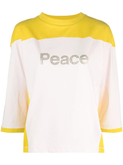 Rhinestone-Embellished Slogan Cotton Top