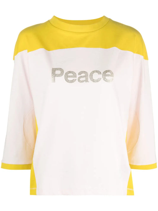 Rhinestone-Embellished Slogan Cotton Top