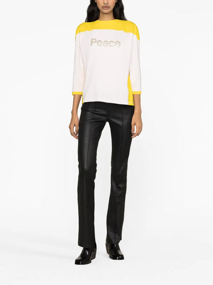 Rhinestone-Embellished Slogan Cotton Top
