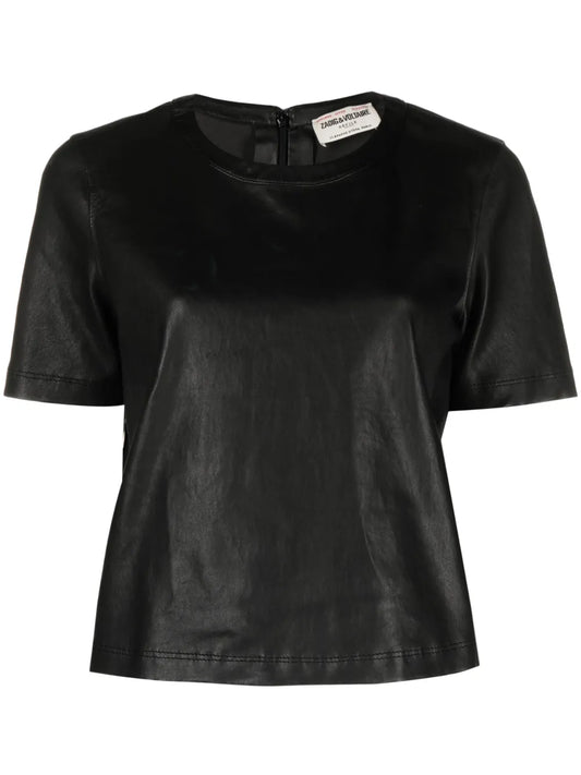 Tas Crew-Neck Leather T-Shirt