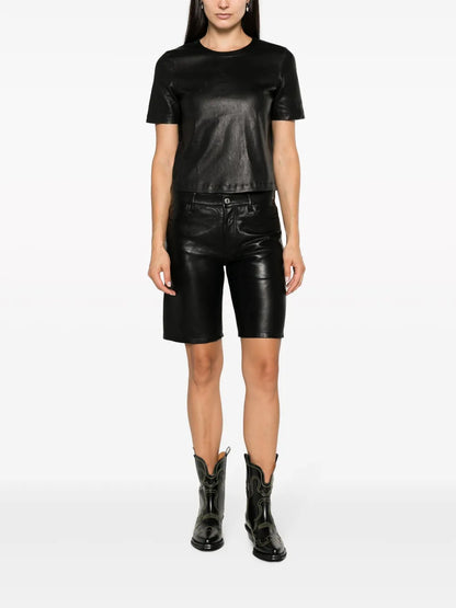 Tas Crew-Neck Leather T-Shirt