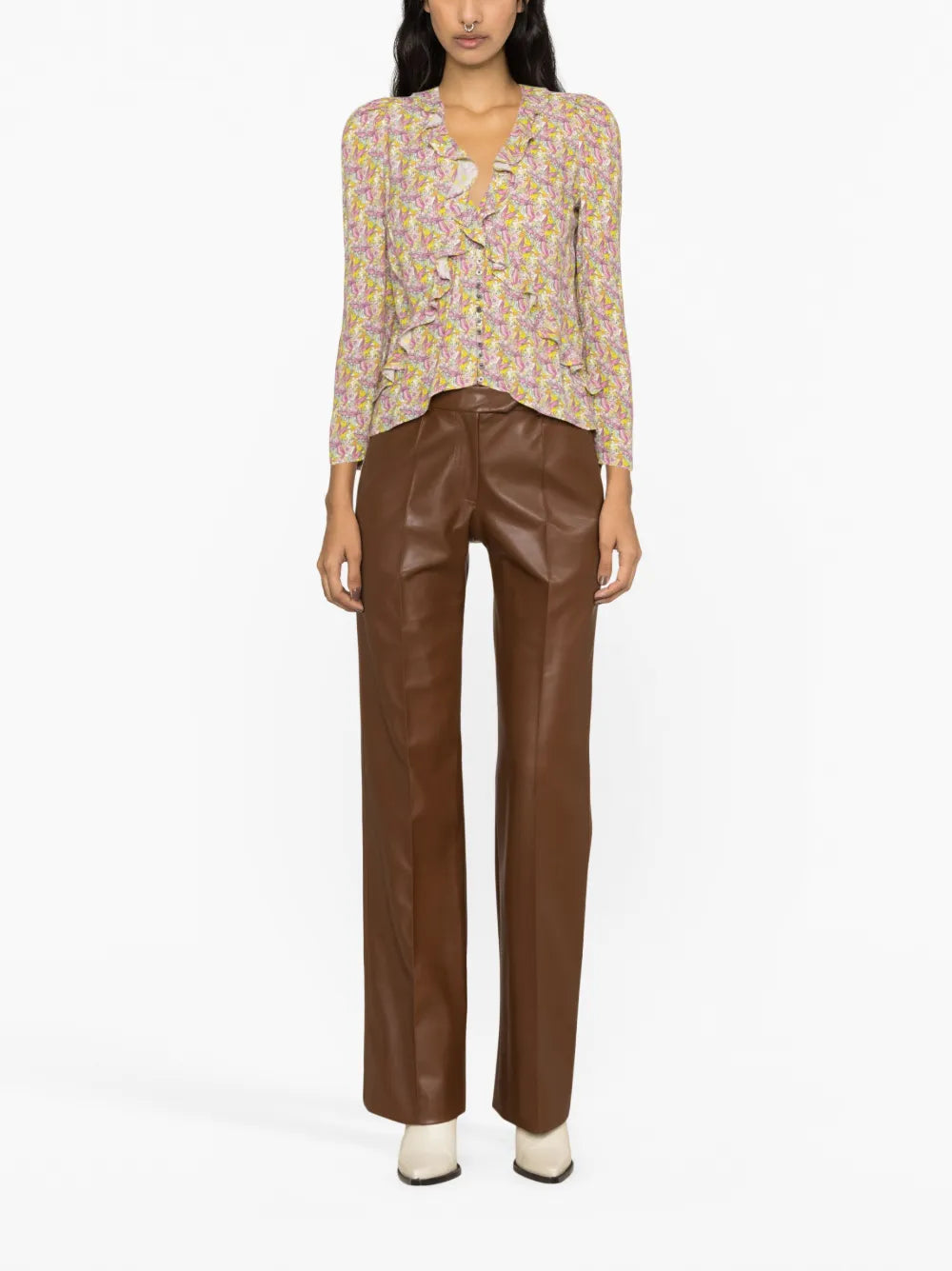 Tresse Ruffled Long-Sleeve Blouse
