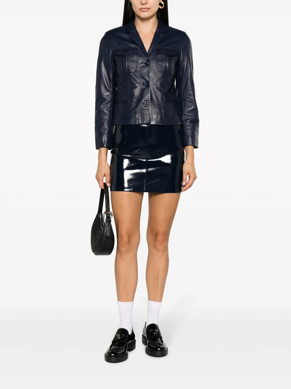 Jinette Vinyl Leather Miniskirt