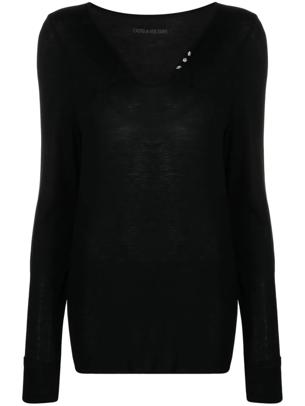 Star-Buttons Henley-Neck T-Shirt