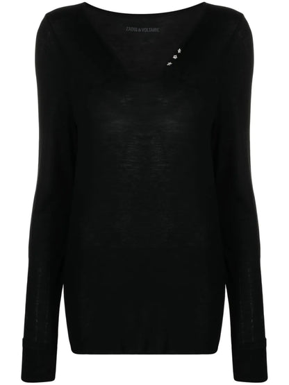Star-Buttons Henley-Neck T-Shirt