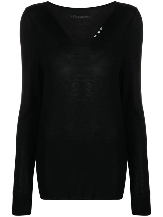 Star-Buttons Henley-Neck T-Shirt