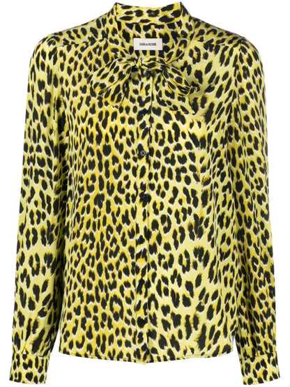 Taos Leopard-Print Silk Shirt