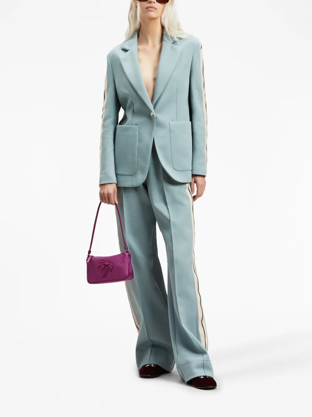 Side-Stripe Single-Breasted Blazer