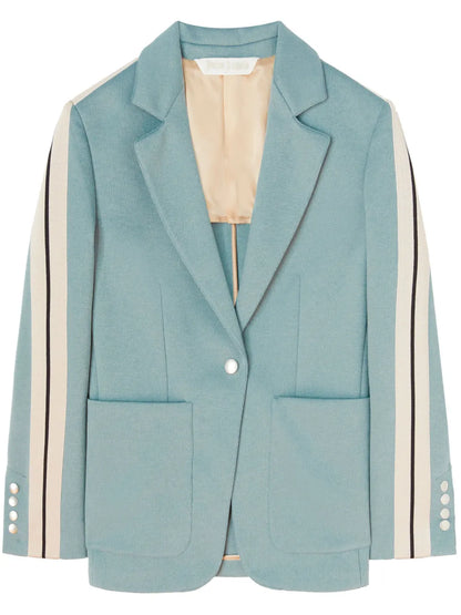 Side-Stripe Single-Breasted Blazer