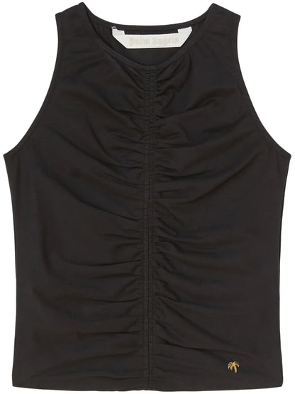 Ruched Stretch-Cotton Tank Top