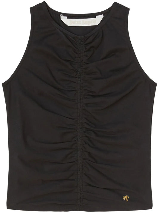 Ruched Stretch-Cotton Tank Top