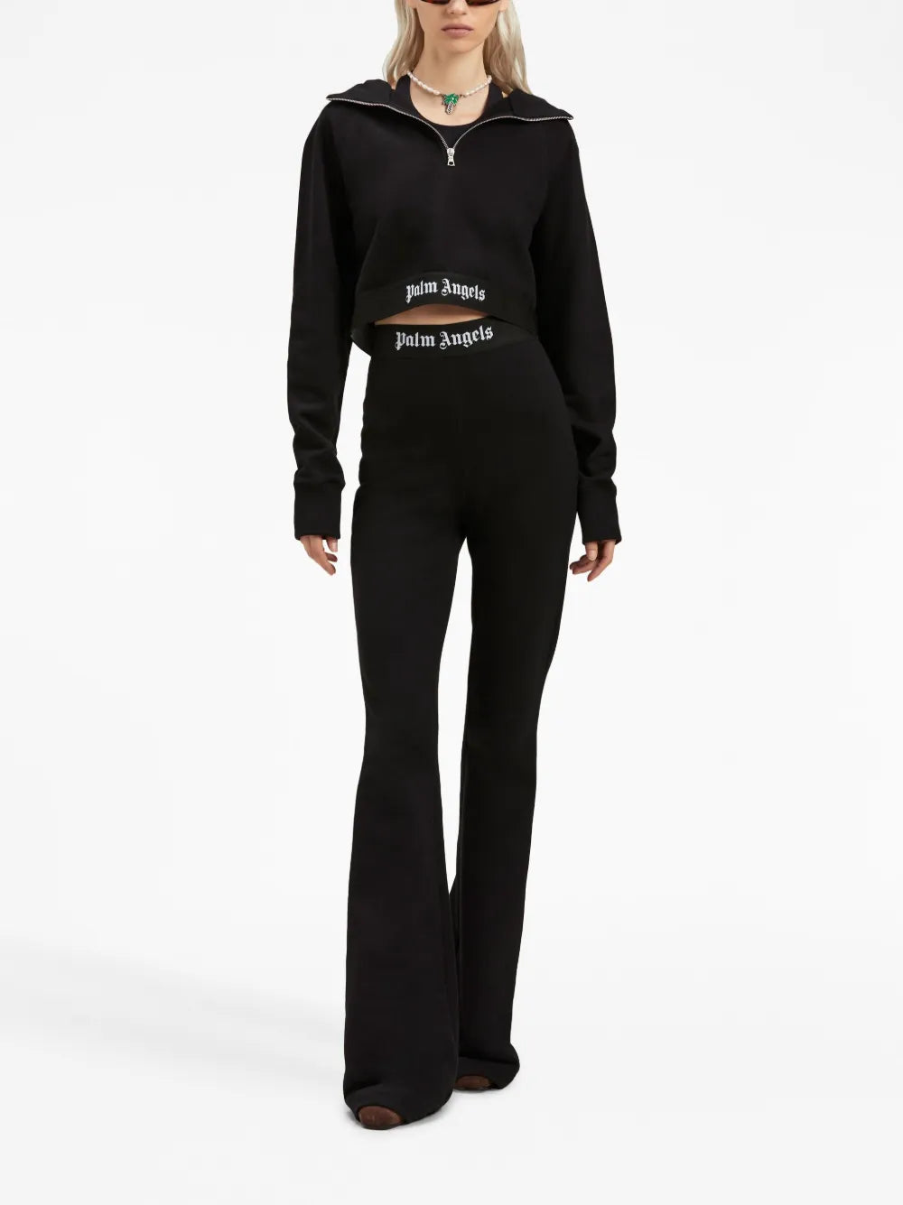 Logo-Strap Cotton Cropped Sweatshirt