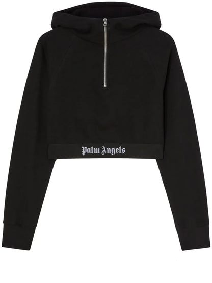 Logo-Strap Cotton Cropped Sweatshirt