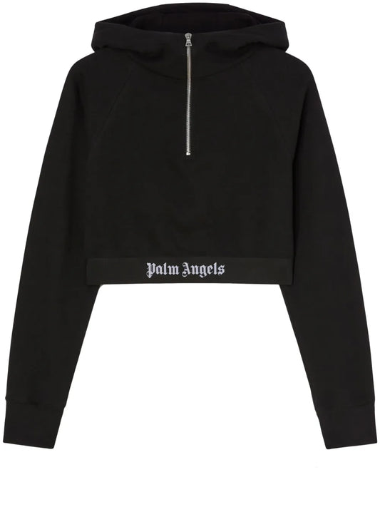 Logo-Strap Cotton Cropped Sweatshirt