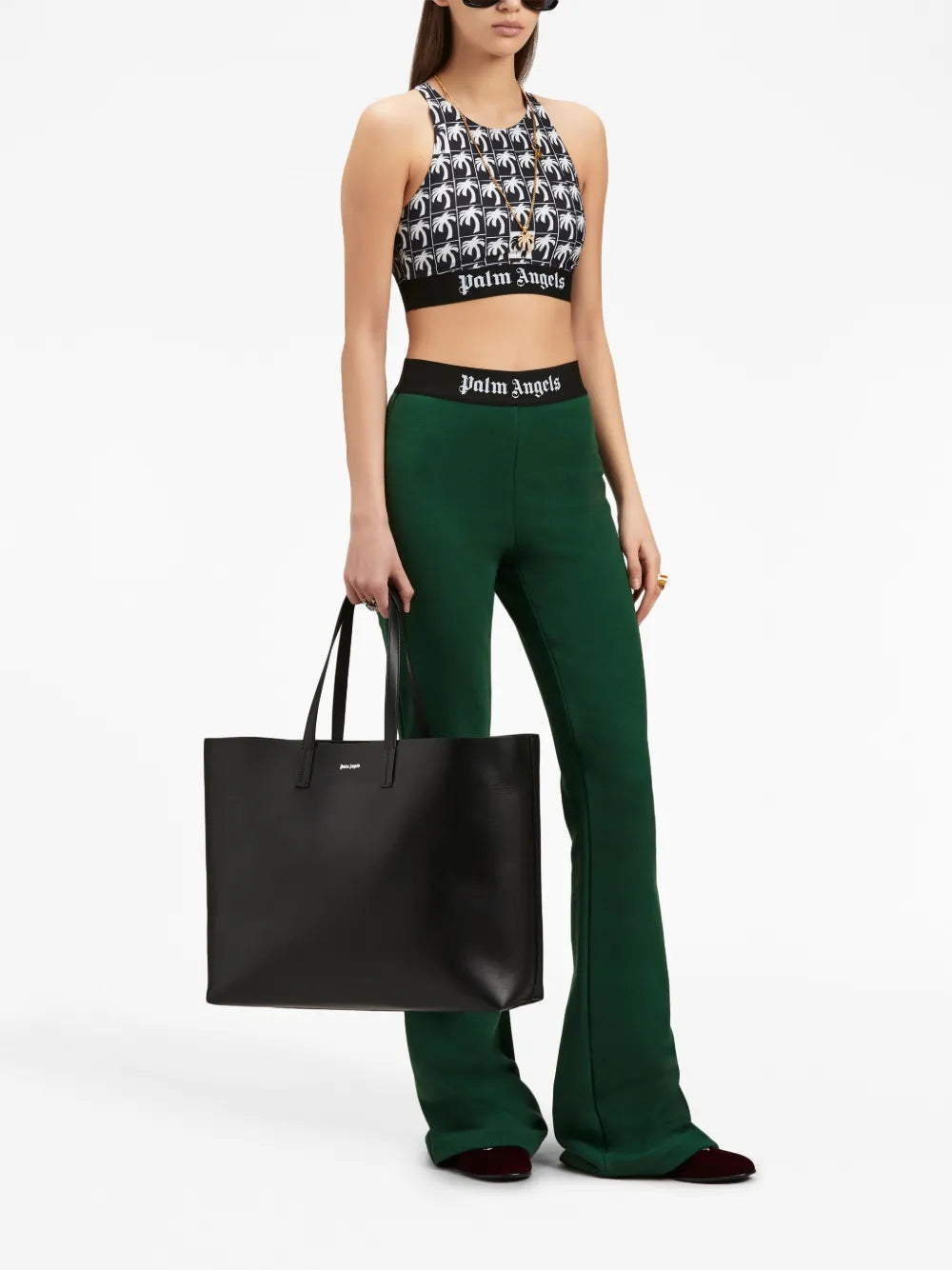 Logo-Tape Cotton Flared Trousers