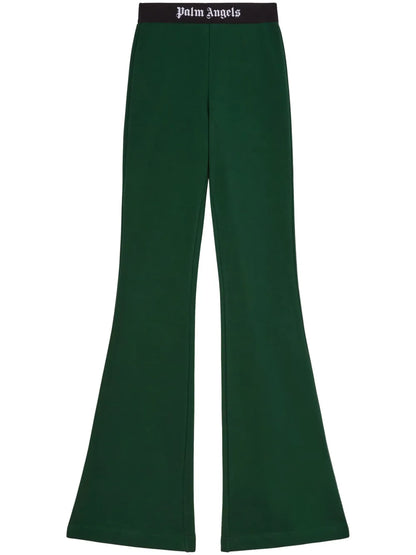 Logo-Tape Cotton Flared Trousers