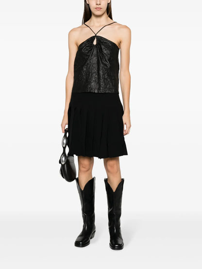 Cidonie Crinkled Leather Top