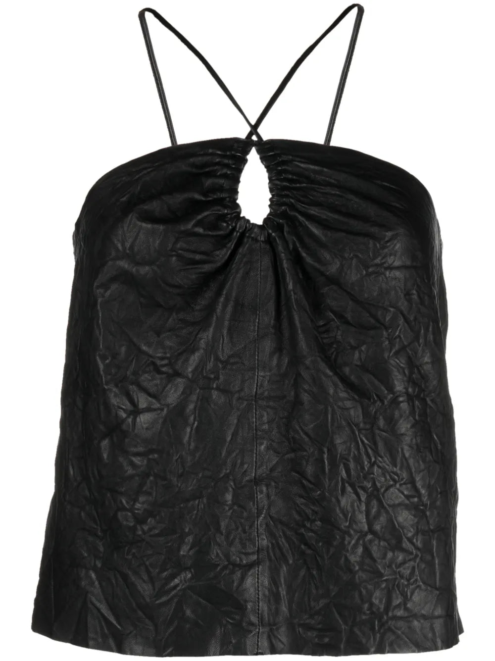Cidonie Crinkled Leather Top