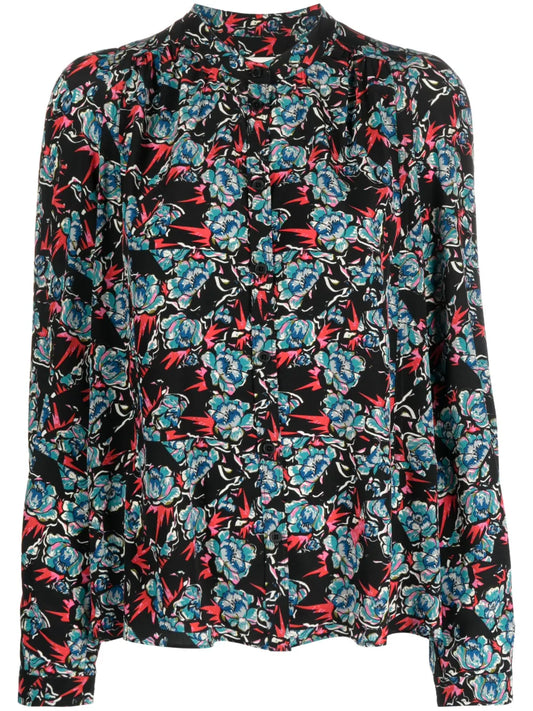 Tchin Printed Silk Blouse