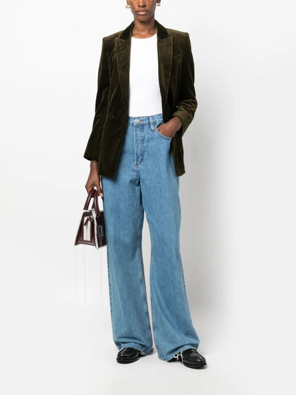 Double-Breasted Velvet Blazer