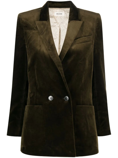 Double-Breasted Velvet Blazer