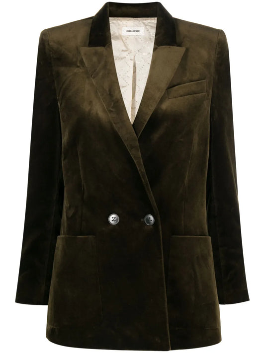 Double-Breasted Velvet Blazer
