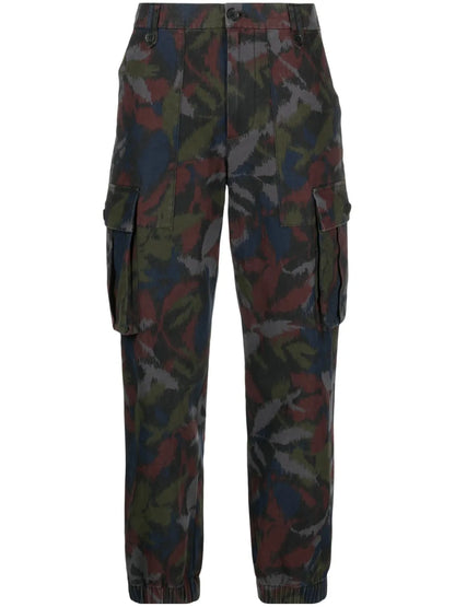 Ikat-Print Cargo Trousers