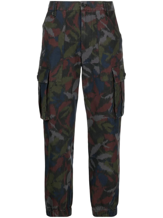Ikat-Print Cargo Trousers