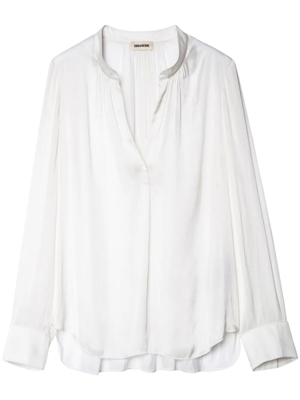 Gathered-Detail Satin-Weave Blouse