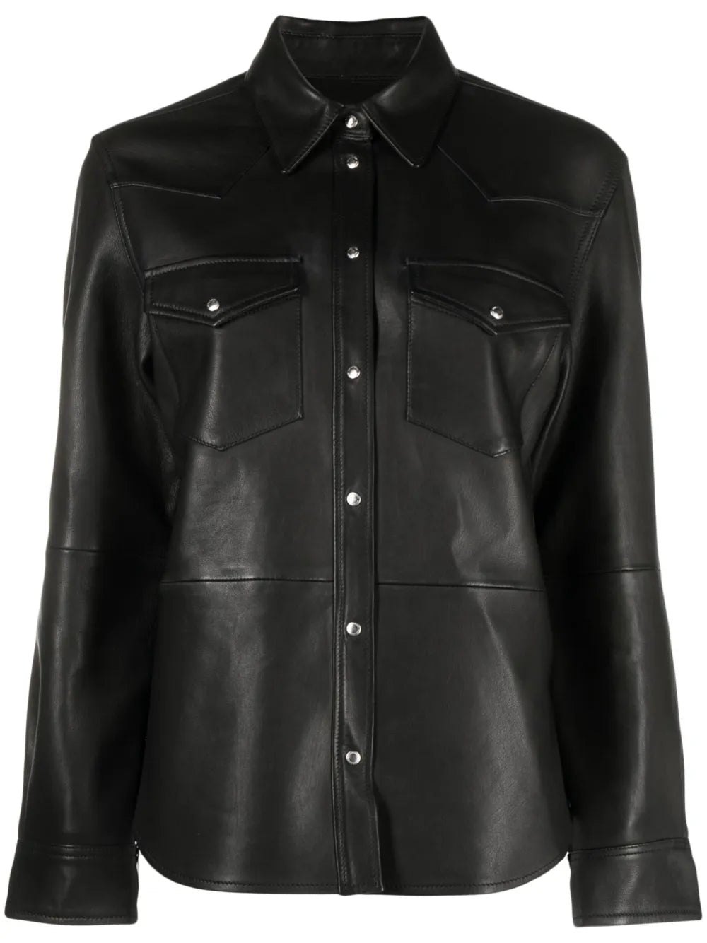Thelma Press-Stud Leather Shirt