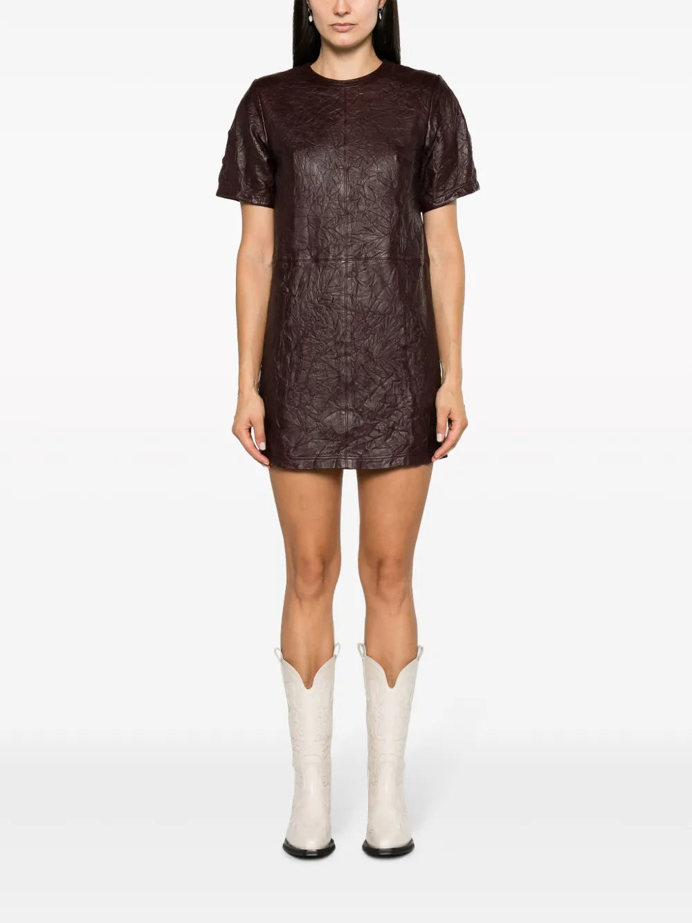 Riddy Creased Leather Minidress