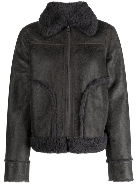 Kade Shearling-Trim Leather Jacket