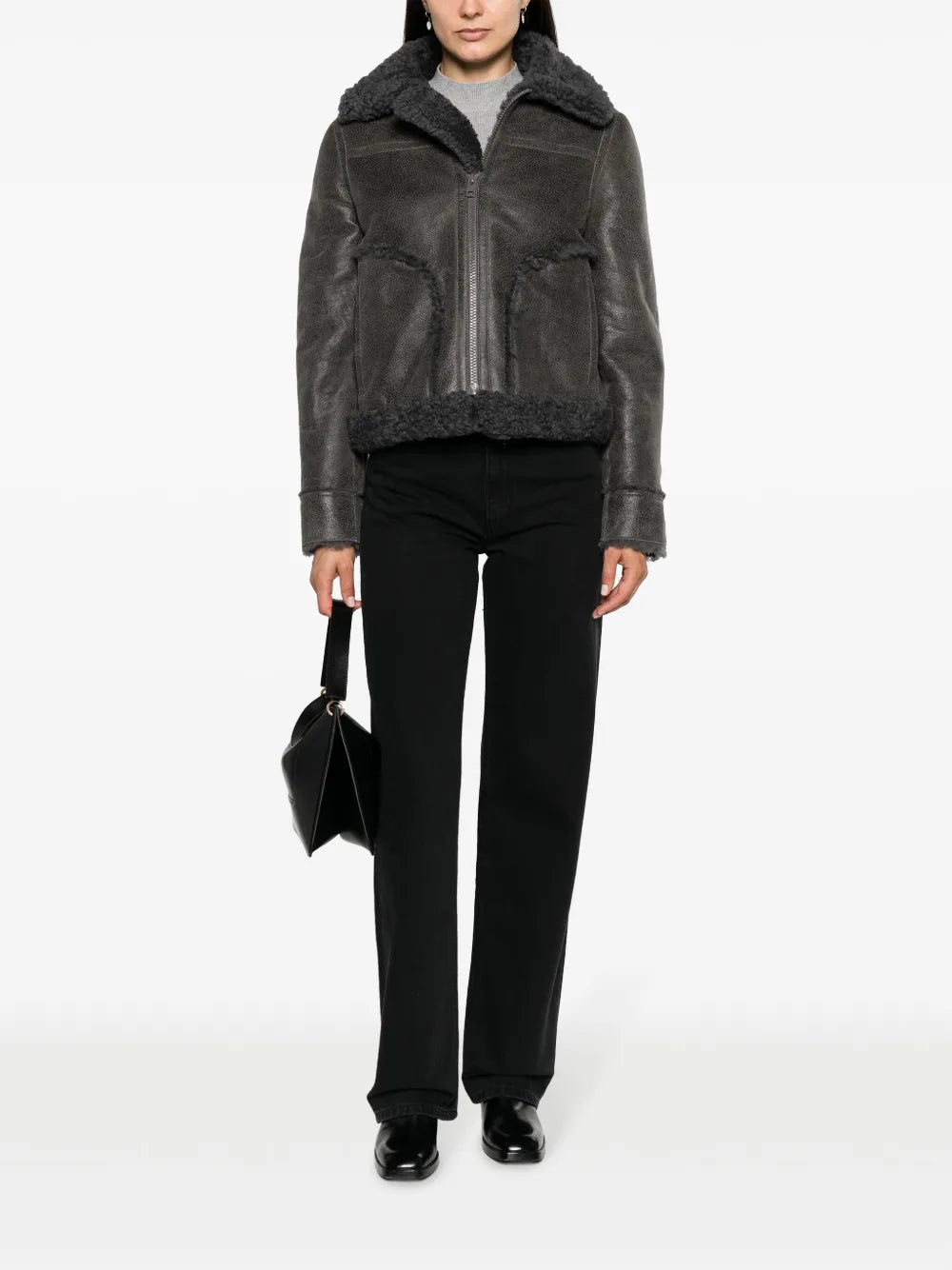 Kade Shearling-Trim Leather Jacket