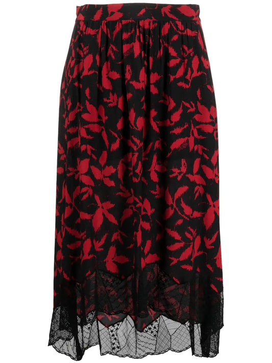 Joslin Leaf-Print Midi Skirt
