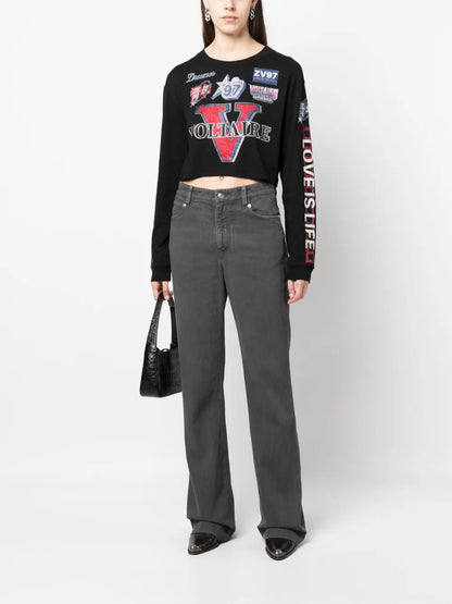 Iona Voltaire Cropped Long-Sleeve T-Shirt