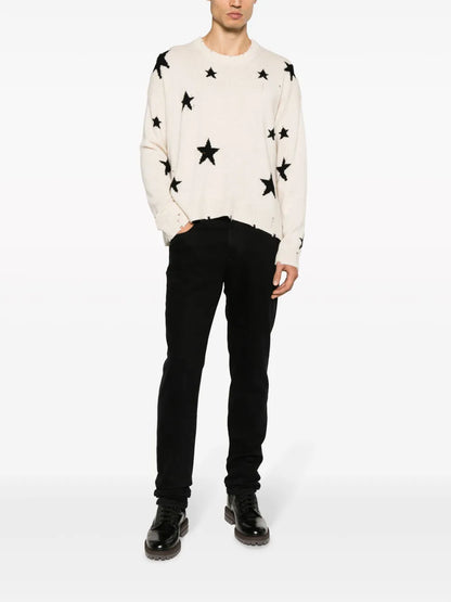 Star-Intarsia Distressed Cashmere Jumper