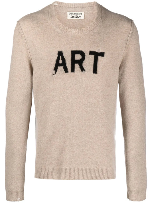 Intarsia-Knit Ripped Jumper